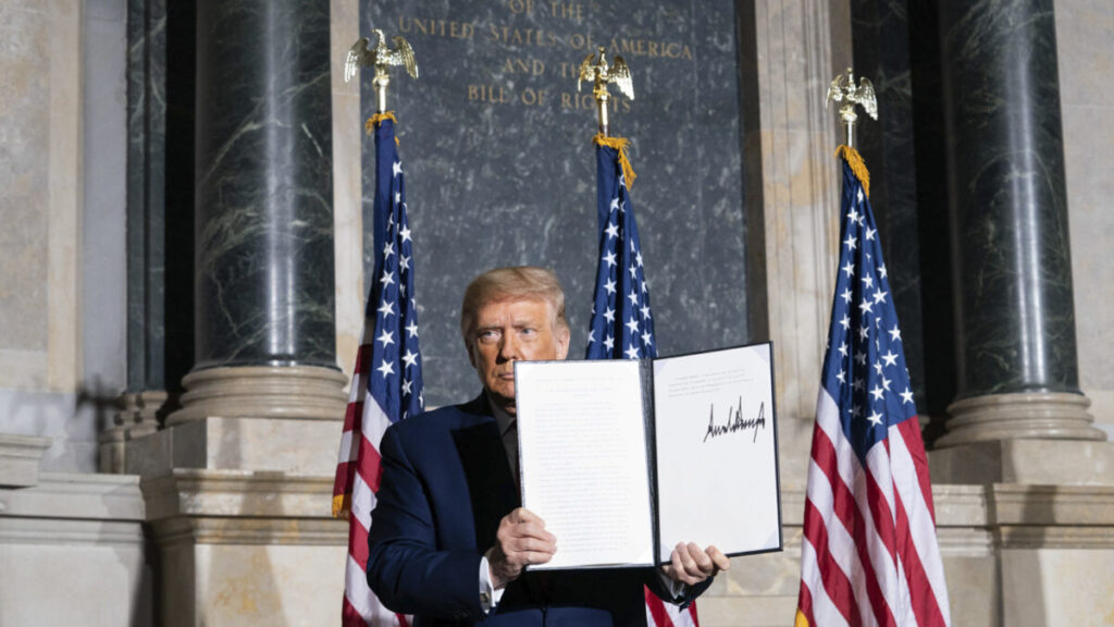 Donald Trump en la Conferencia sobre Historia Estadounidense. Fotografía: Joyce Boghosian.