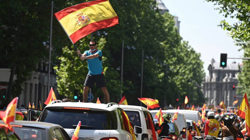 Marcha motorizada promovida por Vox en Madrid, el 23 de mayo. Fotografía de archivo.