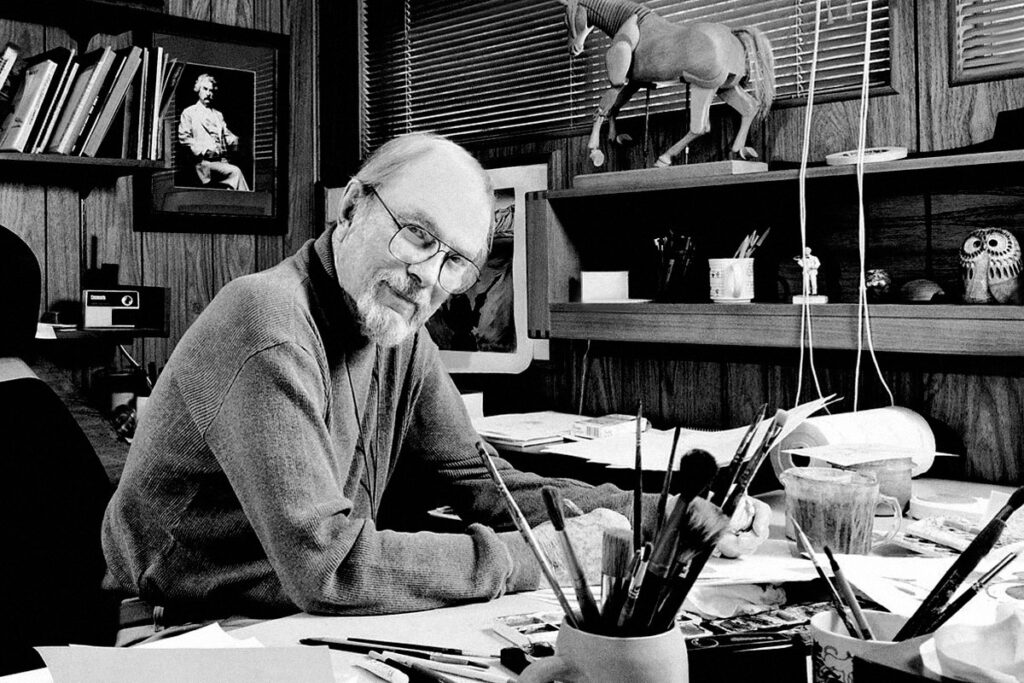 En la imagen, el legendario dibujante Chuck Jones en su estudio de trabajo. Fotografía de archivo.