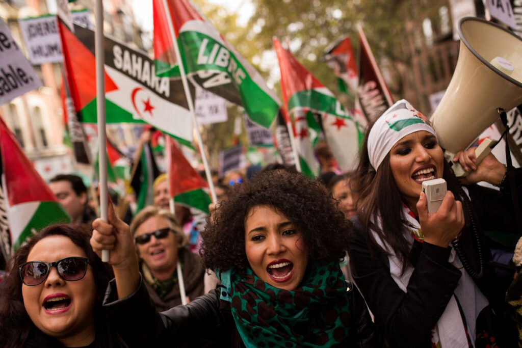 Manifestación en Madrid en favor de la causa del pueblo saharaui. Fotografía: Francisco Seco.